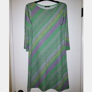 Nally & Millie 3/4 sleeve green purple dress
